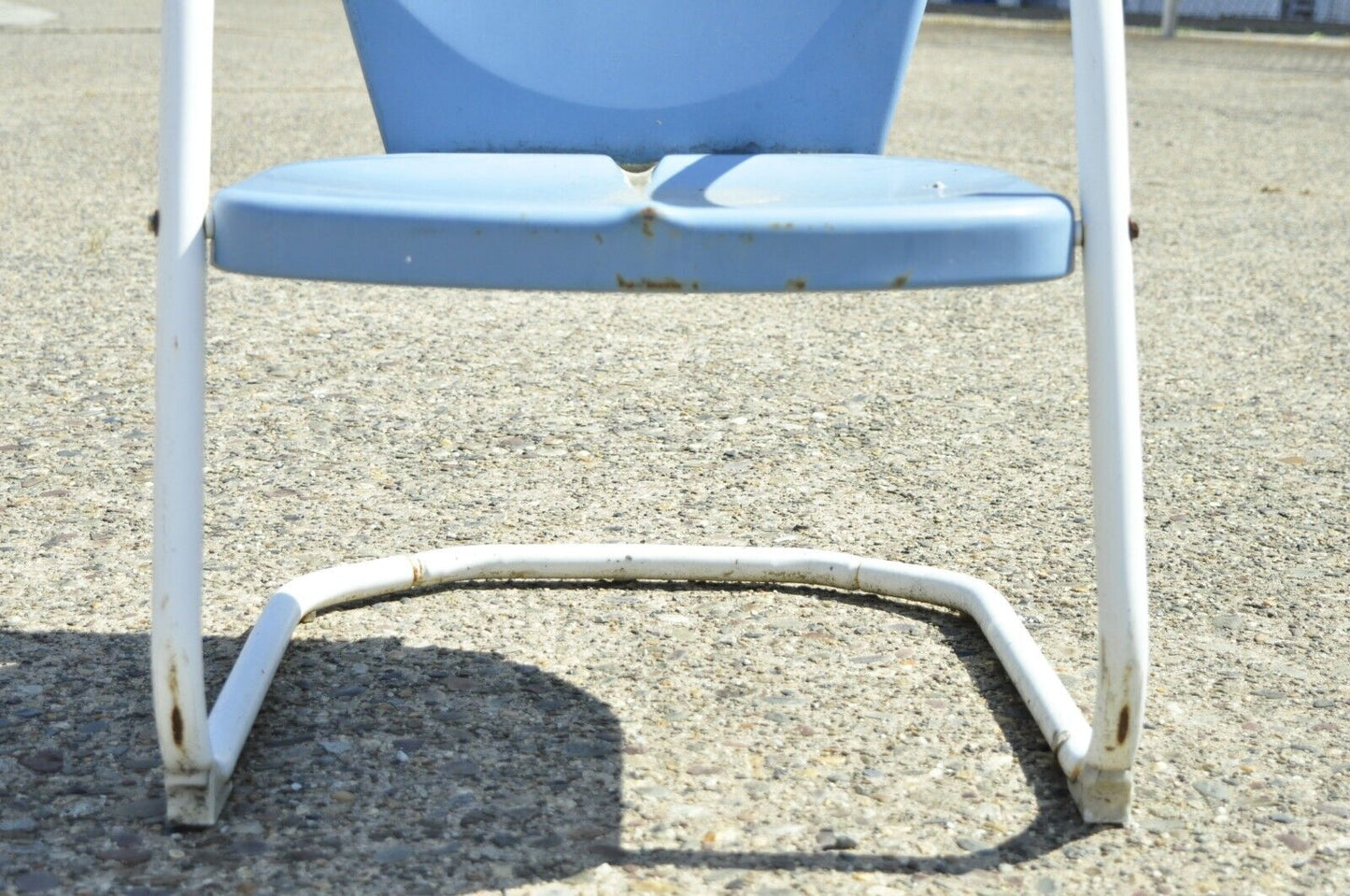 Antique Vintage Art Deco Steel Metal Blue Garden Patio Outdoor Chair