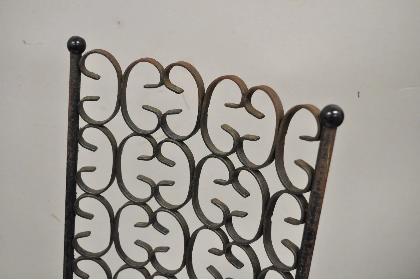 Vintage Mid Century Modern Salterini Umanoff Style Iron Scroll Side Chairs, Pair