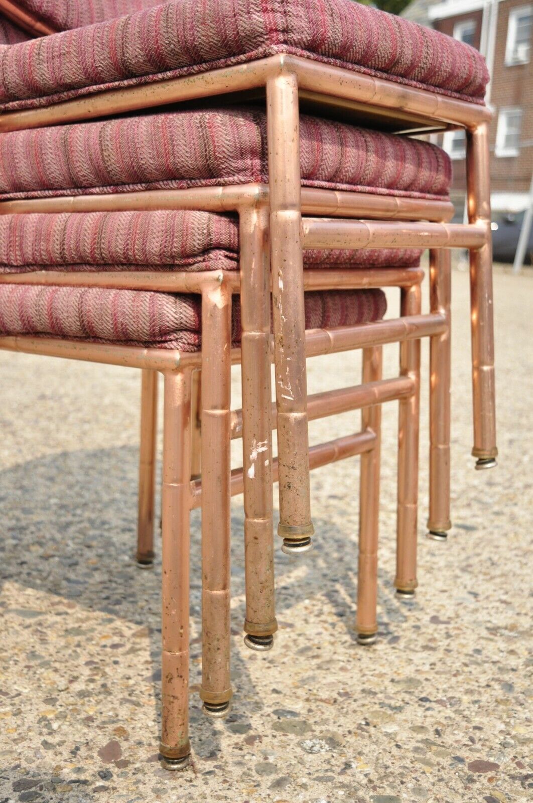 Shelby Williams Faux Bamboo Pink Rose Gold Upholstered Banquet Chairs - Set of 6