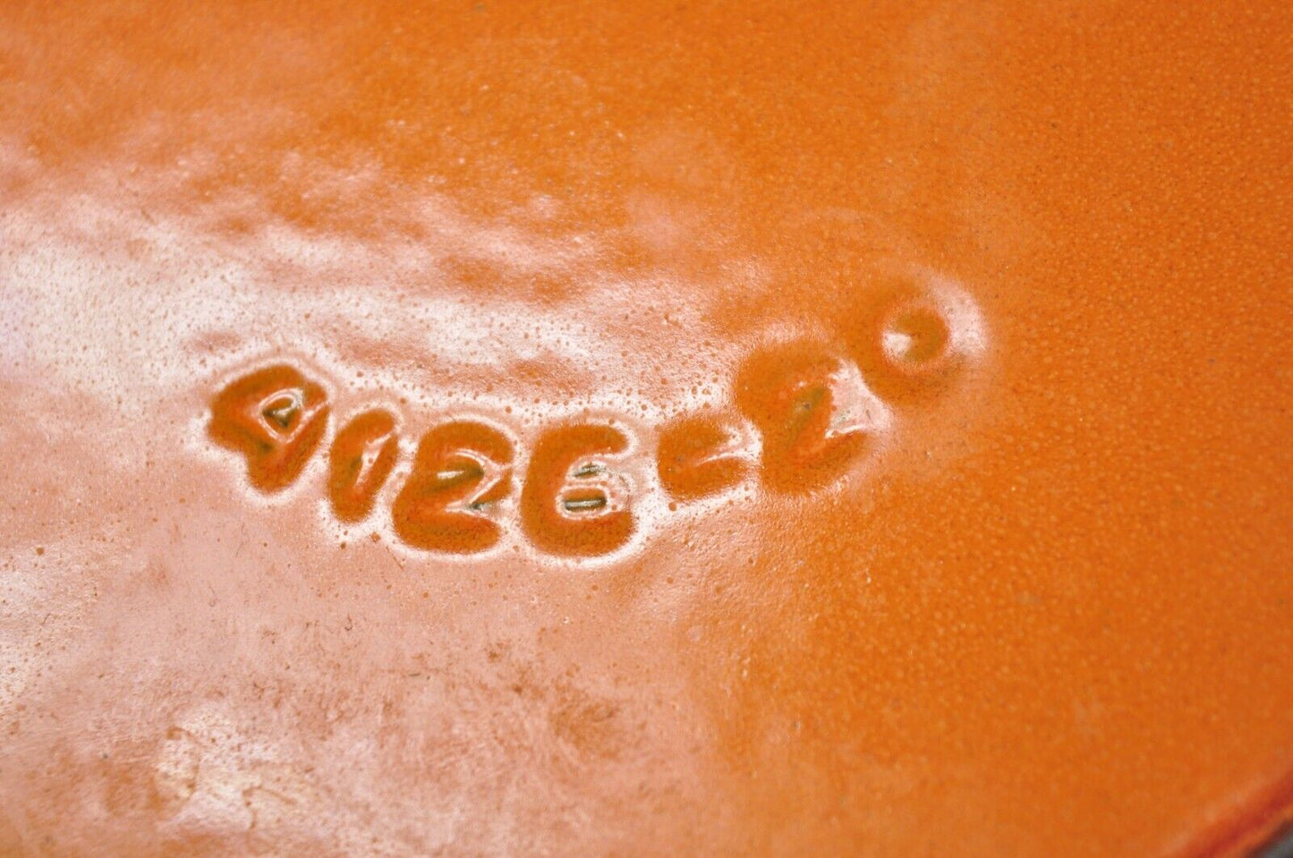 Vintage Descoware Mid Century Modern Cast Iron Orange Enamel Lidded Dutch Oven