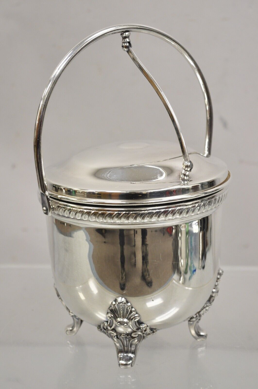 Vintage Victorian Style Reticulated Handle Silver Plated Ice Bucket by Bristol