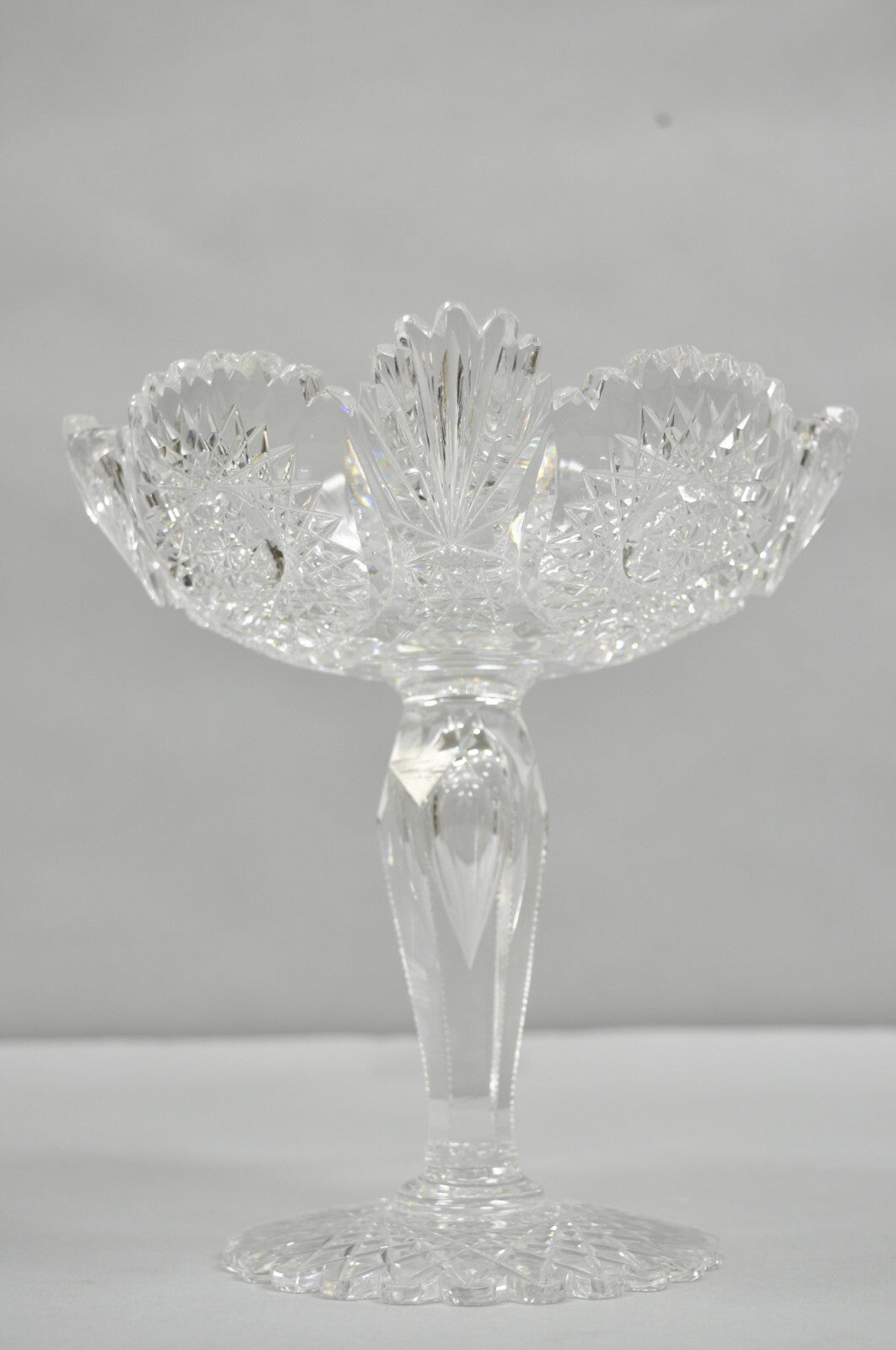 Antique Brilliant Cut Crystal Glass Candy Compote Pedestal Nut Dish - a Pair