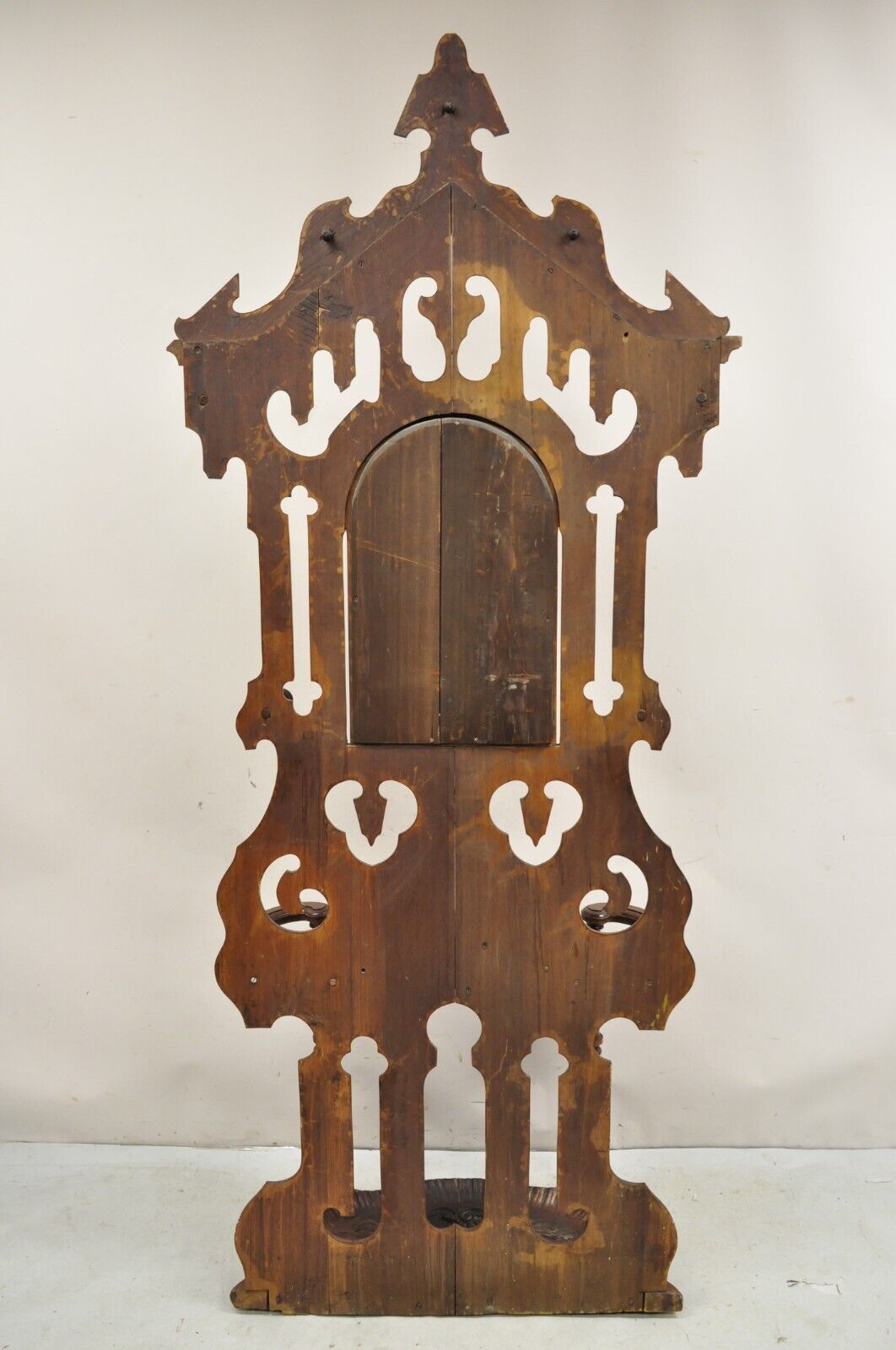 Antique Eastlake Victorian Walnut Coat Hall Tree Umbrella Stand with Mirror