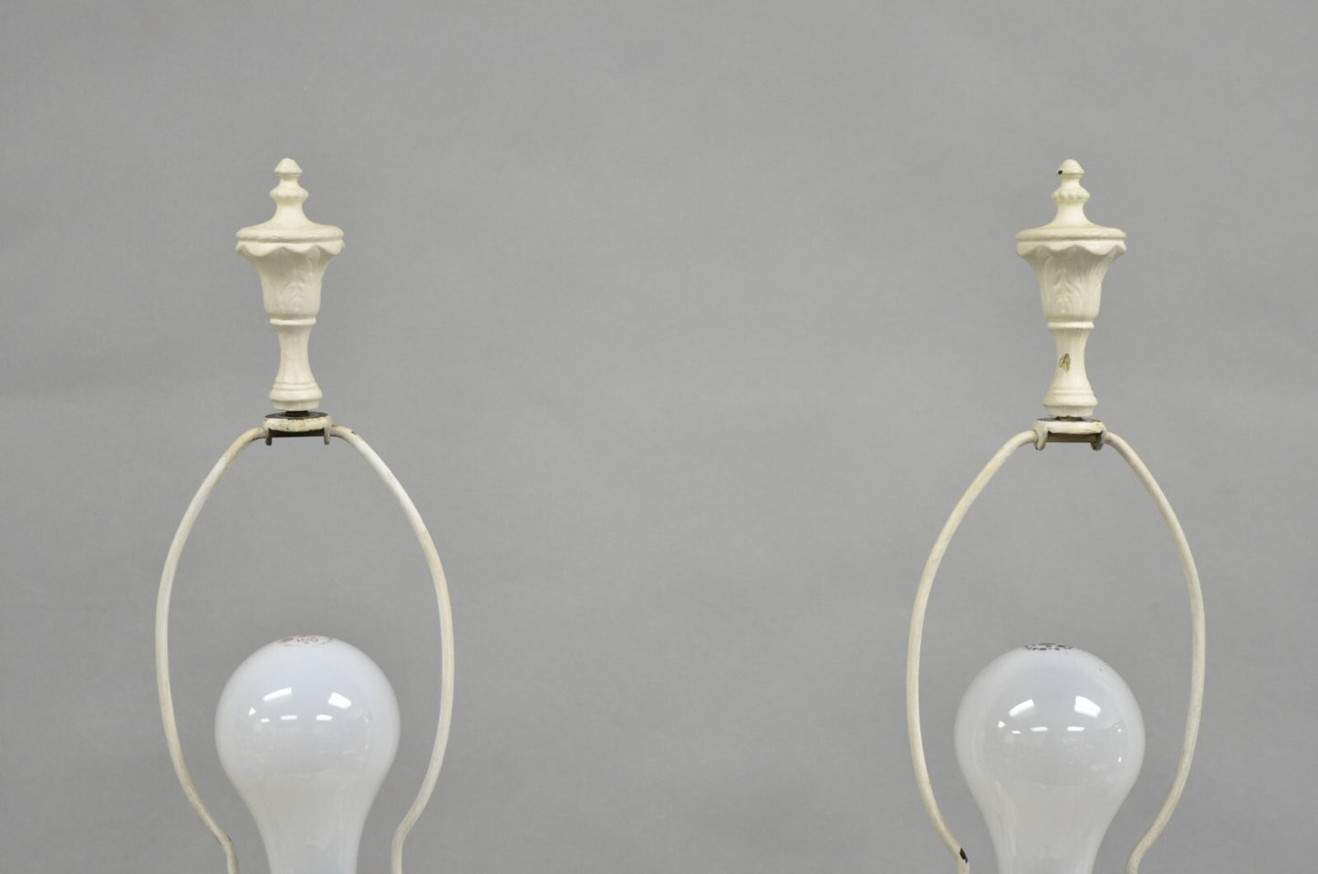 Antique French Renaissance White Painted Metal "Musicians" Table Lamps - a Pair