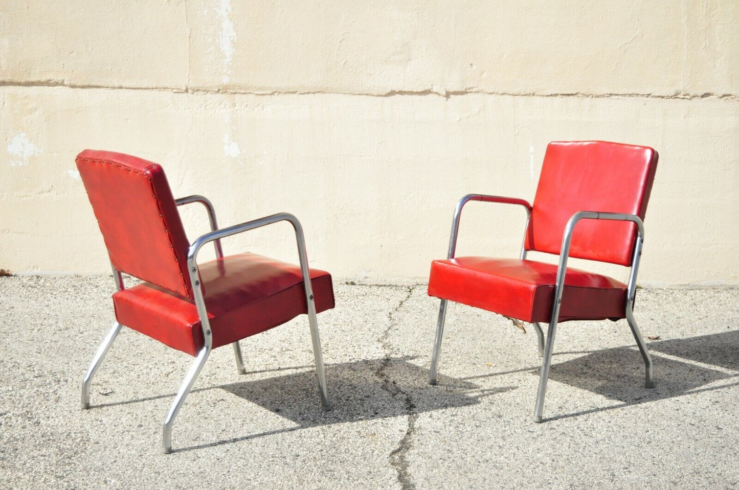 Vintage Yale Tubular Steel Metal Loveseat and Pair Lounge Arm Chair - 3pc Set
