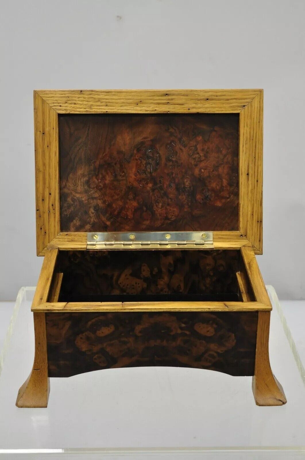 French Art Nouveau Style Handcrafted Elm Burl Wood Jewelry Box by William Mowry