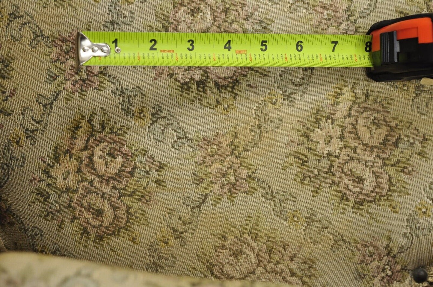 Antique Victorian Carved Walnut Tapestry Upholstered Parlor Lounge Arm Chair