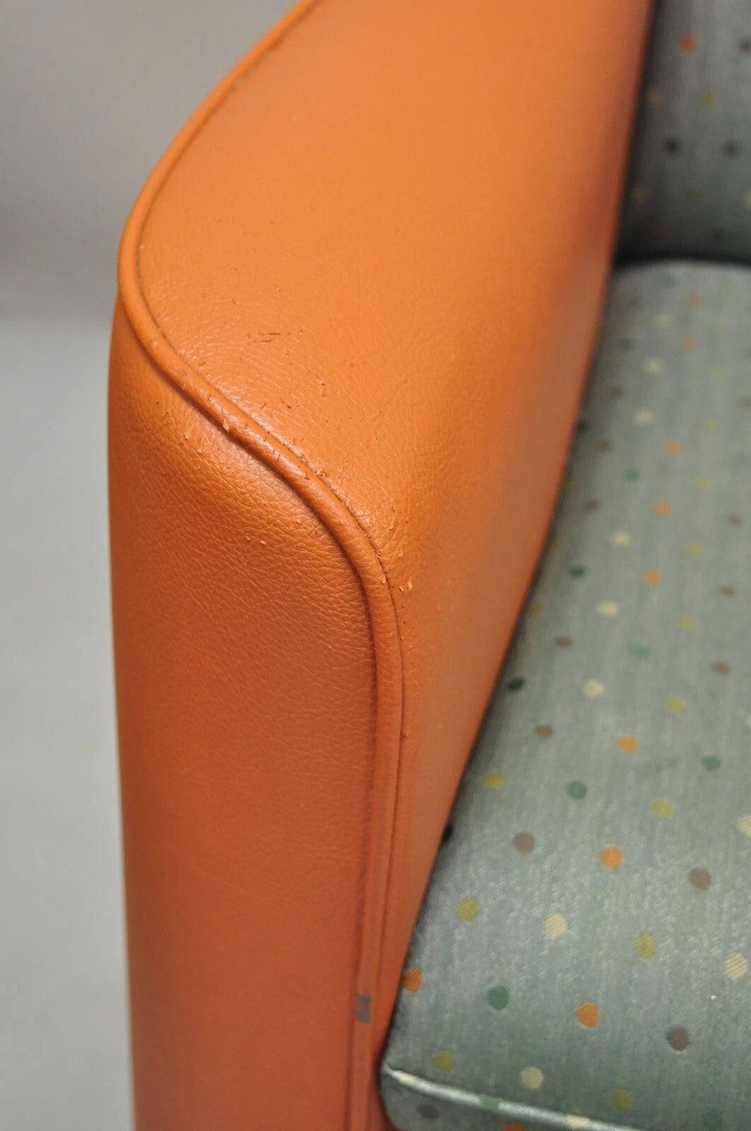 Postmodern Orange Green Lounge Chairs by Global Upholstery Company Ltd - a Pair