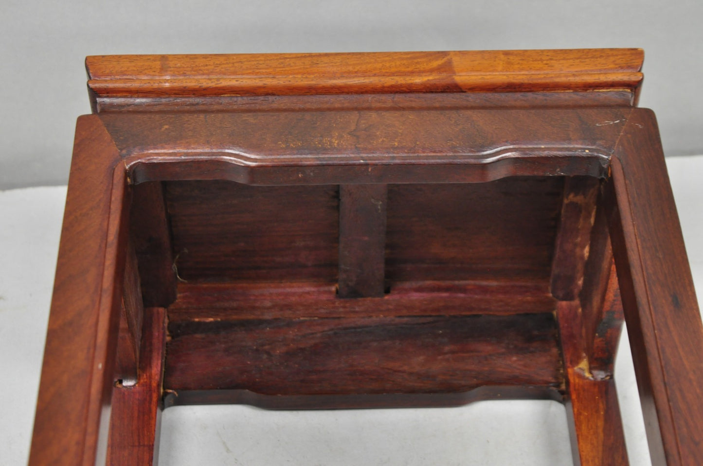 Vintage Chinese Hardwood Small Pedestal Plant Stand Side Table