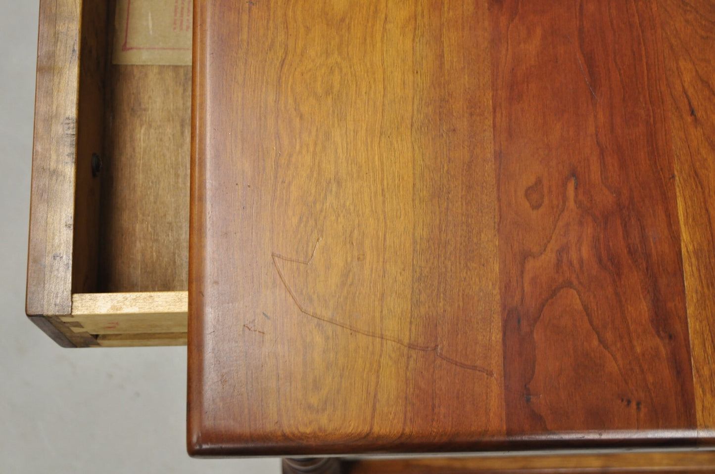 Antique L & J G Leopold Stickley Jacobean Cherry Wood One Drawer End Side Table