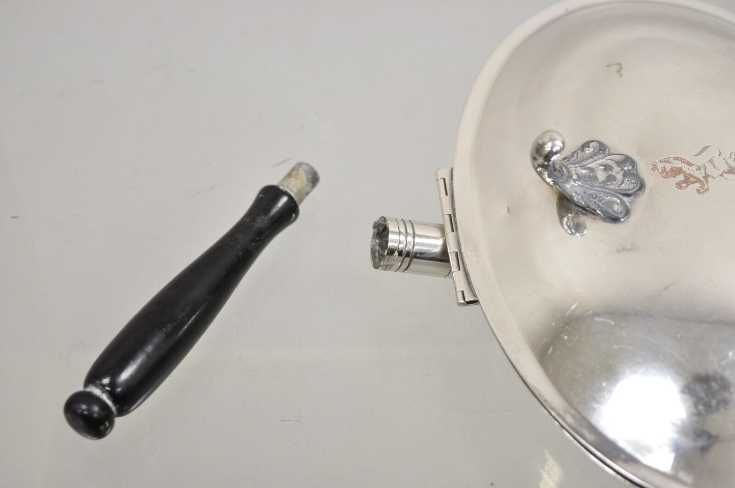 Vintage FB Rogers Silver Plated Silent Butler Crumb Catcher w/ Woodem Handle