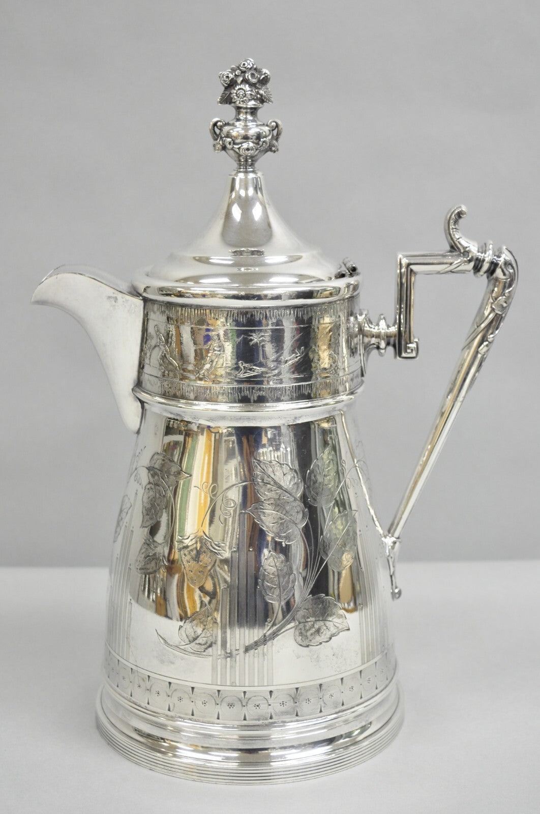 Antique Reed & Barton Silver Plated Snow Scenes Large Coffee Pot Water Pitcher