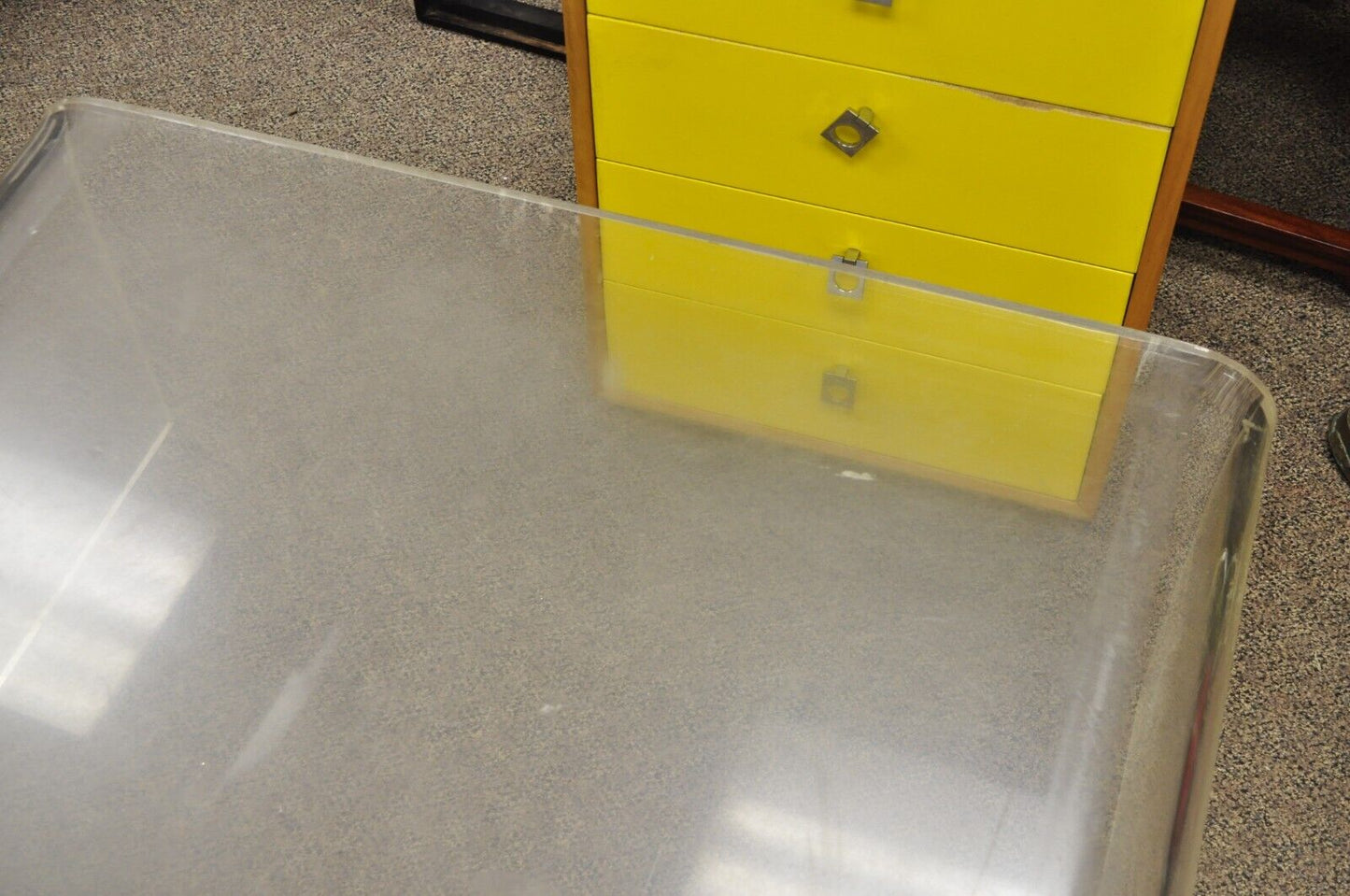 Vintage Mid Century Modern Large 42 x 30 Lucite Waterfall Coffee Table