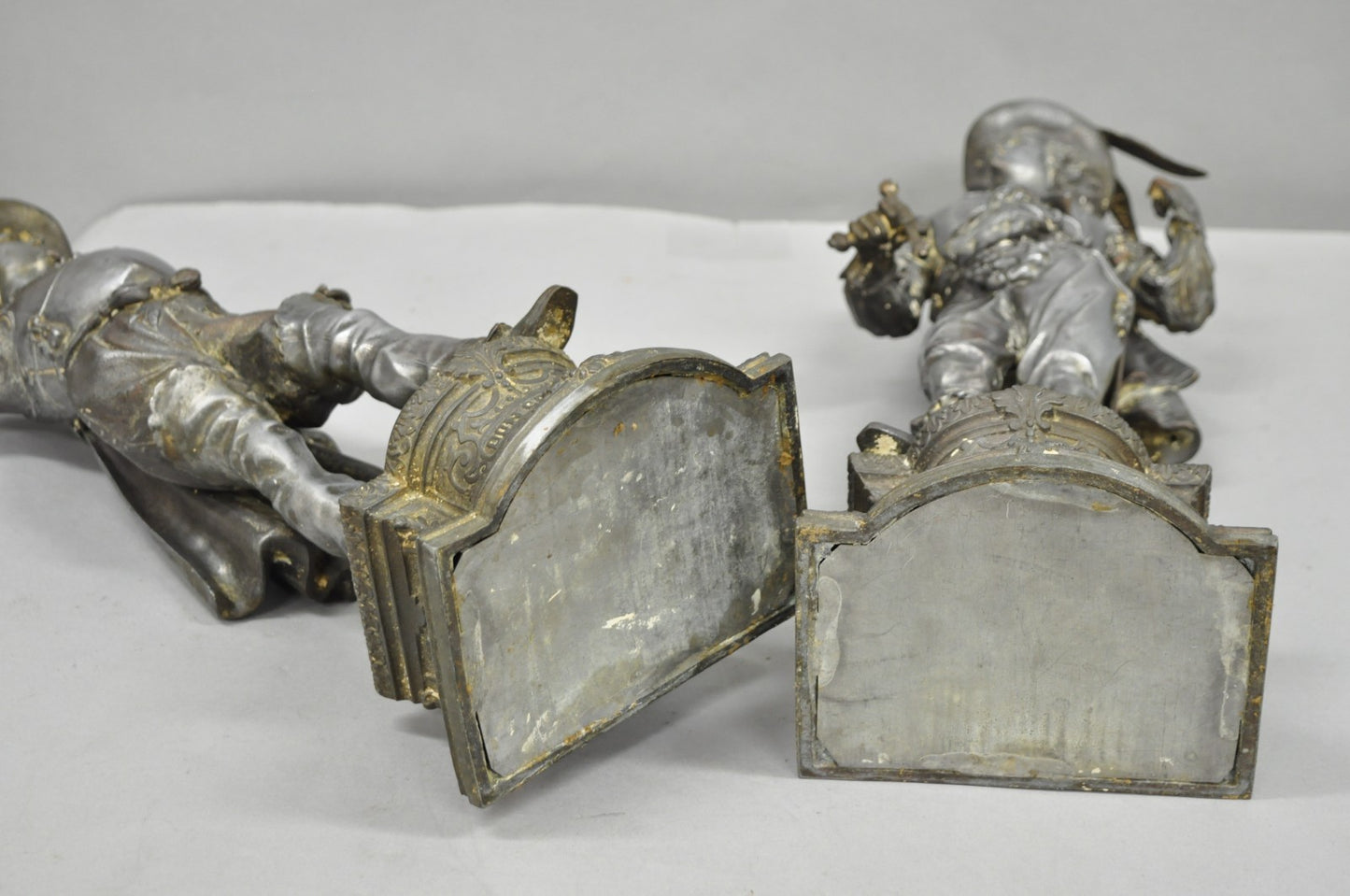 Antique French Renaissance Don Juan & Don Cesar Spelter Metal Sculptures 2 Pcs