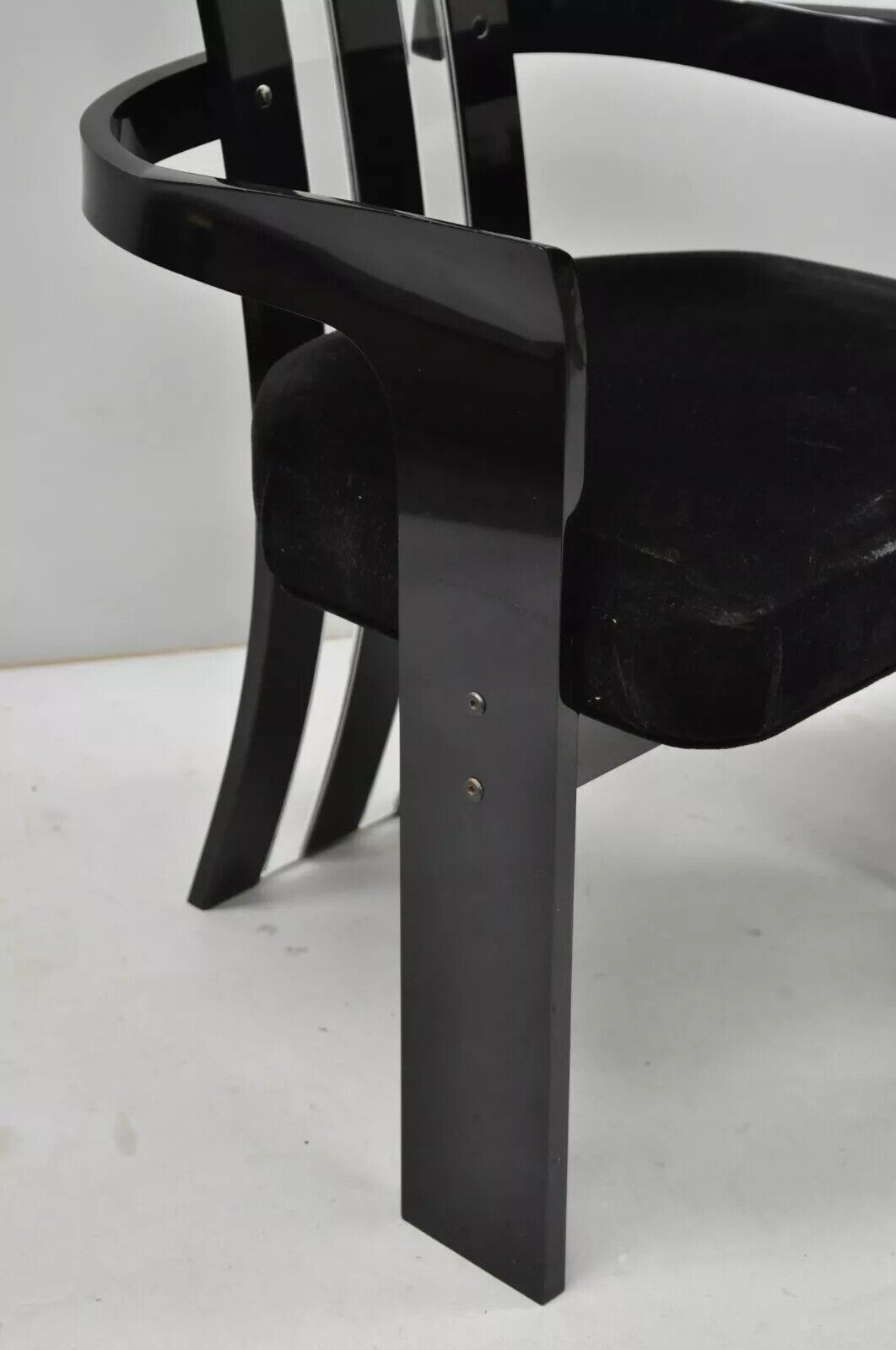 Vintage Black and Clear Lucite High Back Sculptural Dining Chairs - Set of 4