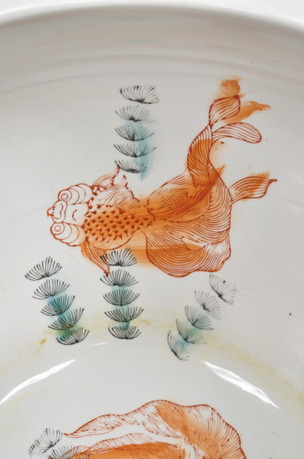 Vintage Chinese Ceramic Jardiniere Cachepot Planter Pot with Fish & Lilies