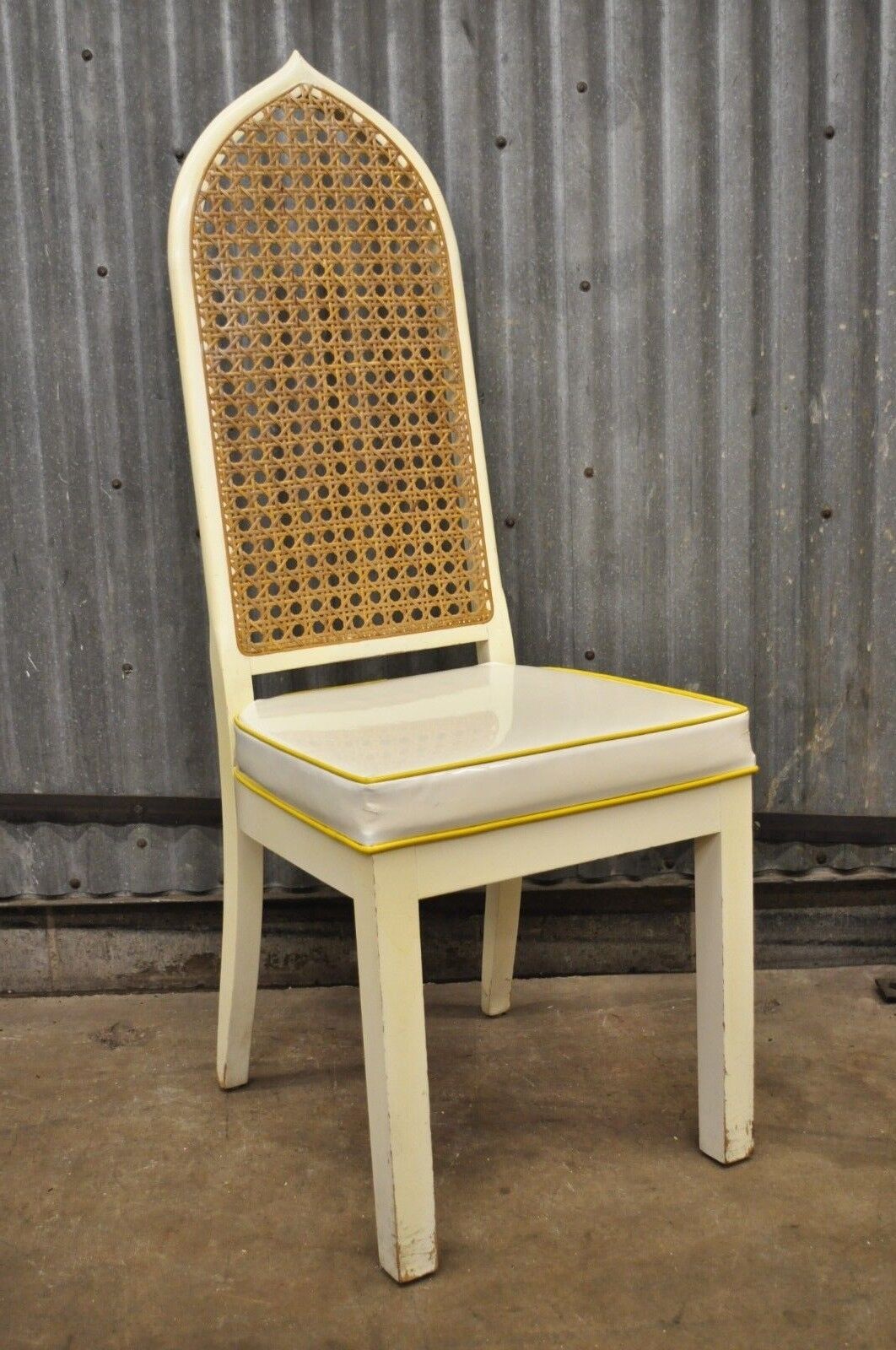 Bedell Vintage Hollywood Regency Cane Back Pagoda Dining Side Chairs (A) - Pair