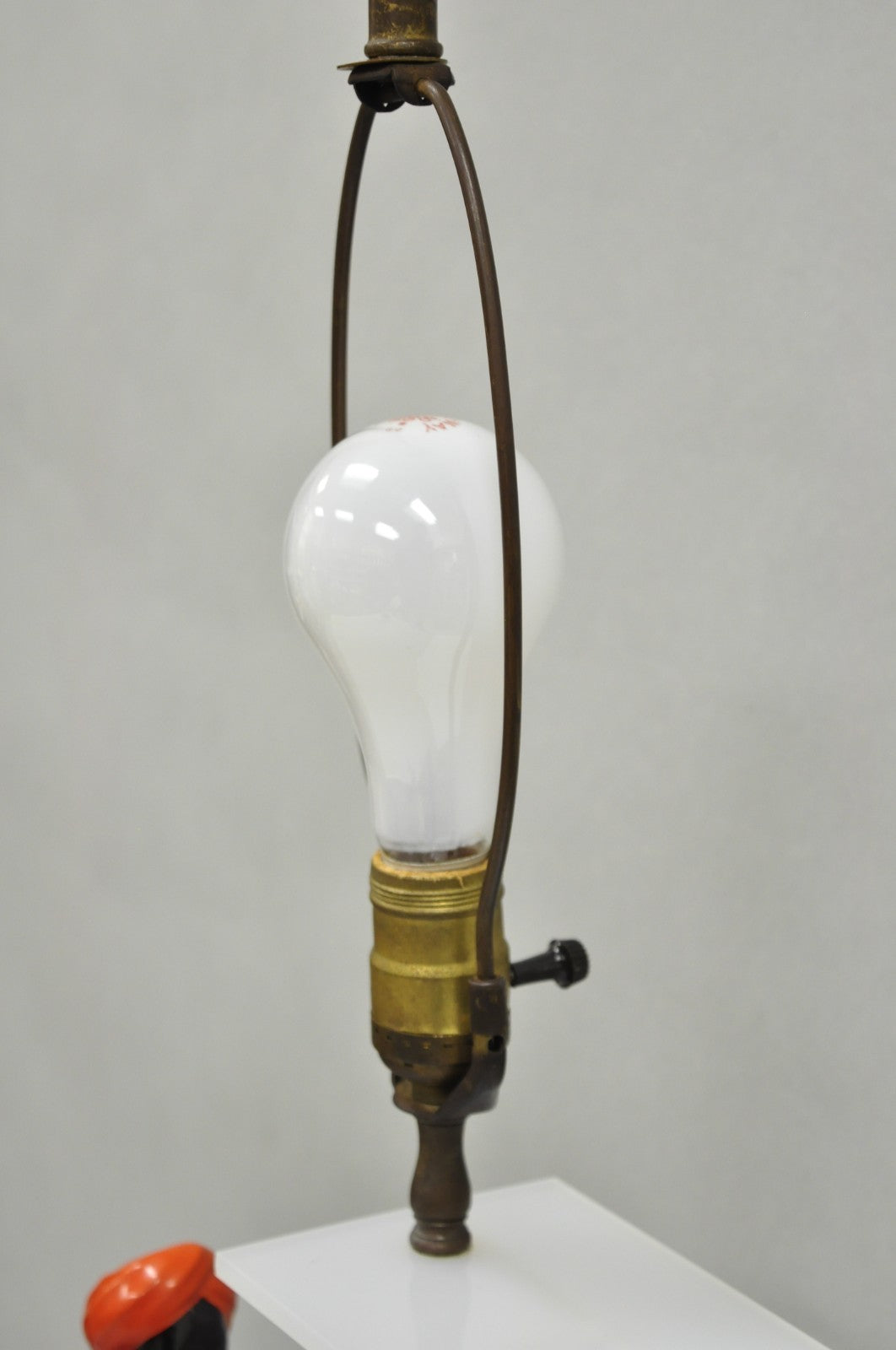 Vintage Mid Century Modern Figural African Black Male w/ Gong Acrylic Table Lamp