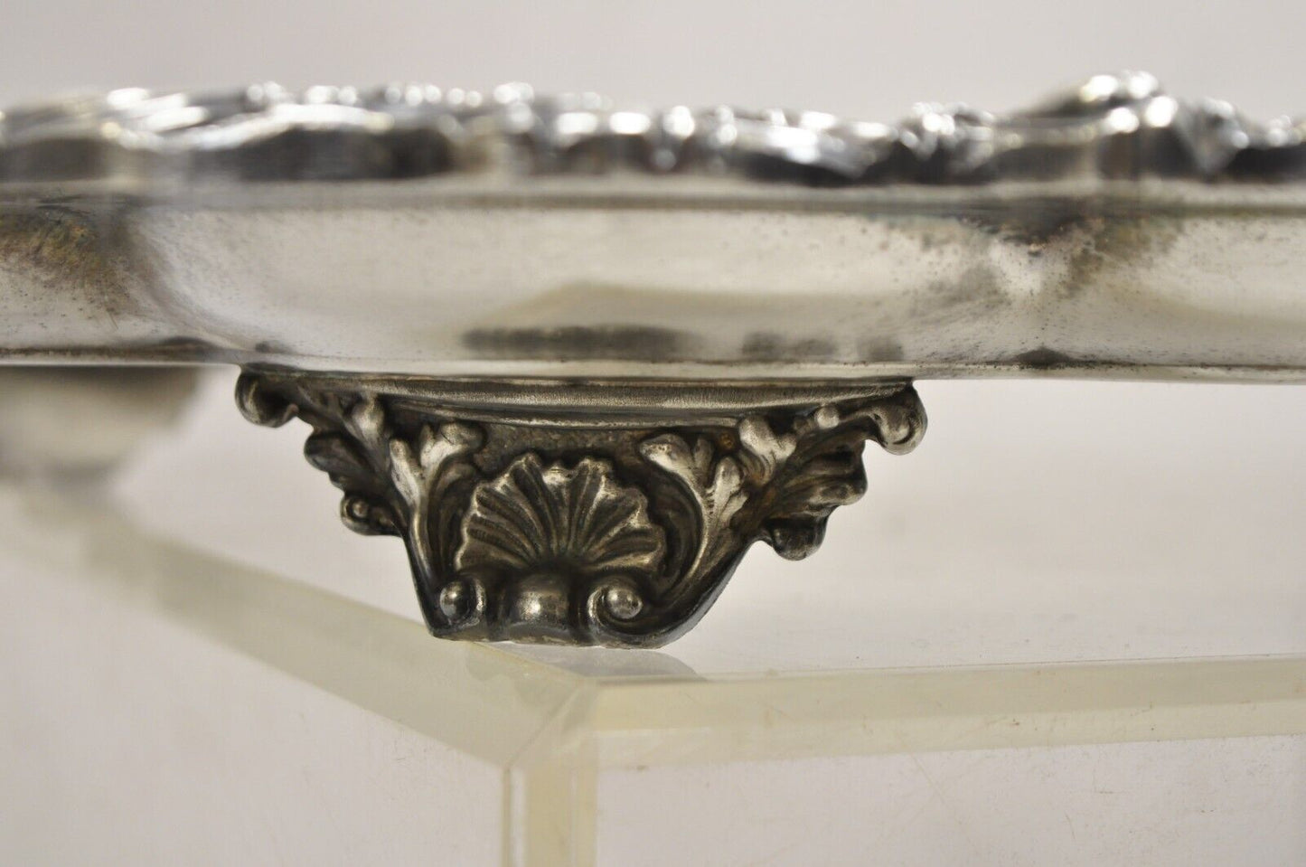 Vintage Loveland Rose Victorian Silver Plated Twin Handle Serving Platter Tray