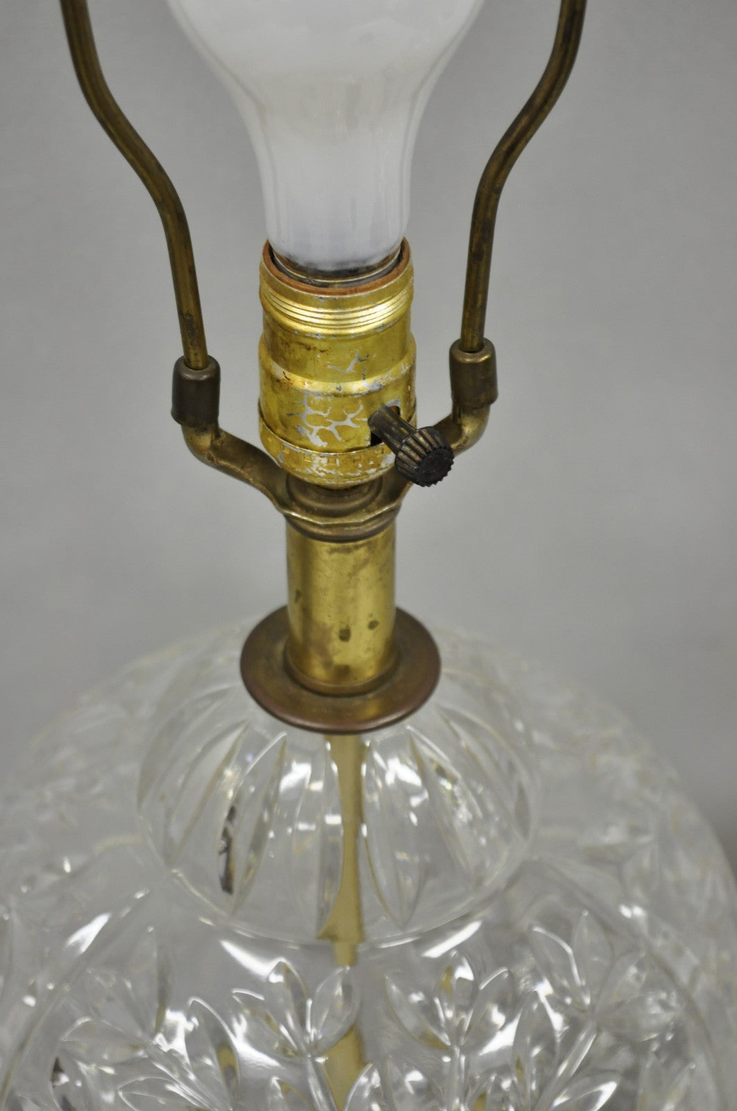 Vintage Chinoiserie Heavy Leaded Glass Wheat Sheaf Ginger Jar Table Lamps, Pair