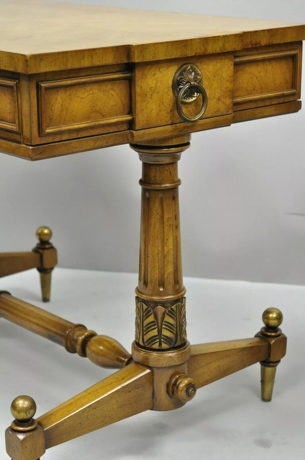Vintage Weiman Kameo French Regency Style Banded Walnut End Tables - a Pair