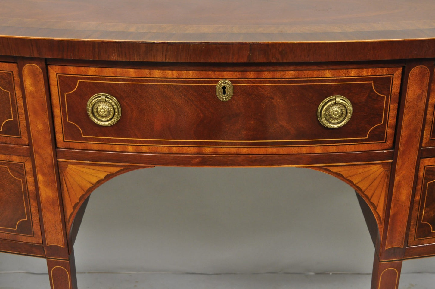 Baker Historic Charleston Mahogany Inlaid Demilune Hepplewhite Sideboard Buffet