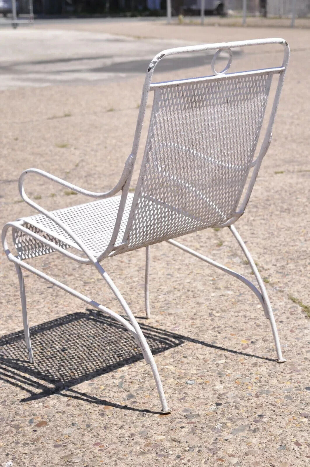Vintage Russell Woodard Sculptura Mid Century Wrought Iron Patio Arm Chair