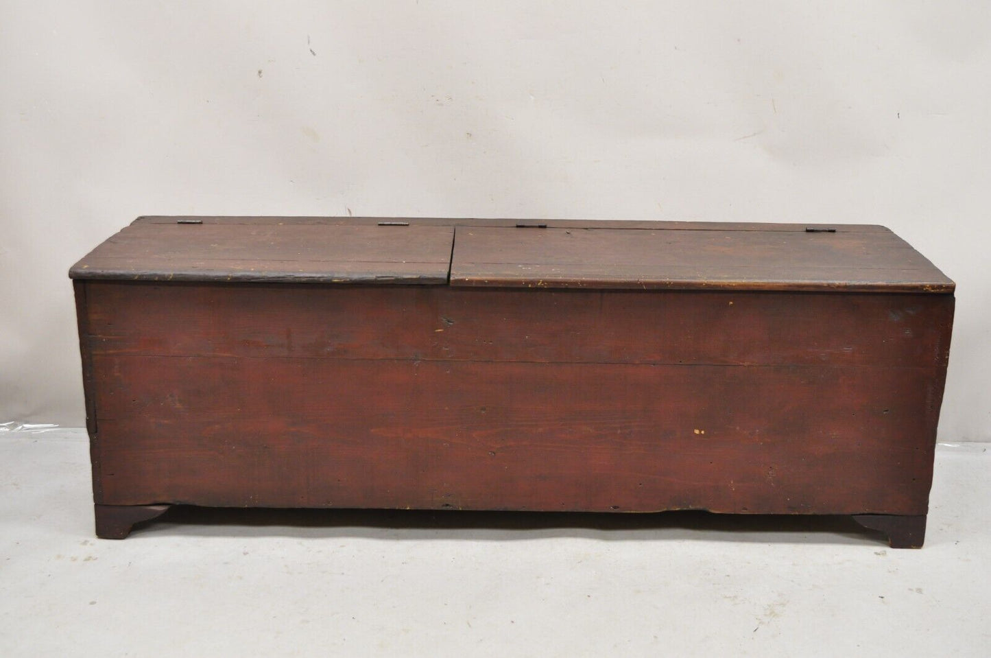 Antique Large 64" Double Storage Pine Wood Primitive Country Blanket Chest Trunk