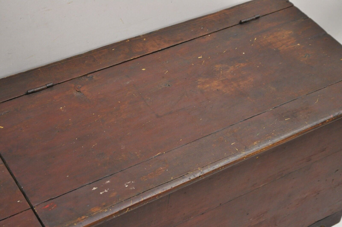 Antique Large 64" Double Storage Pine Wood Primitive Country Blanket Chest Trunk
