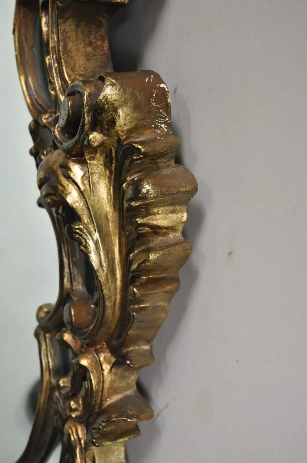 Vintage Italian Gothic Baroque Style Gold Hollywood Regency Large Wall Mirror