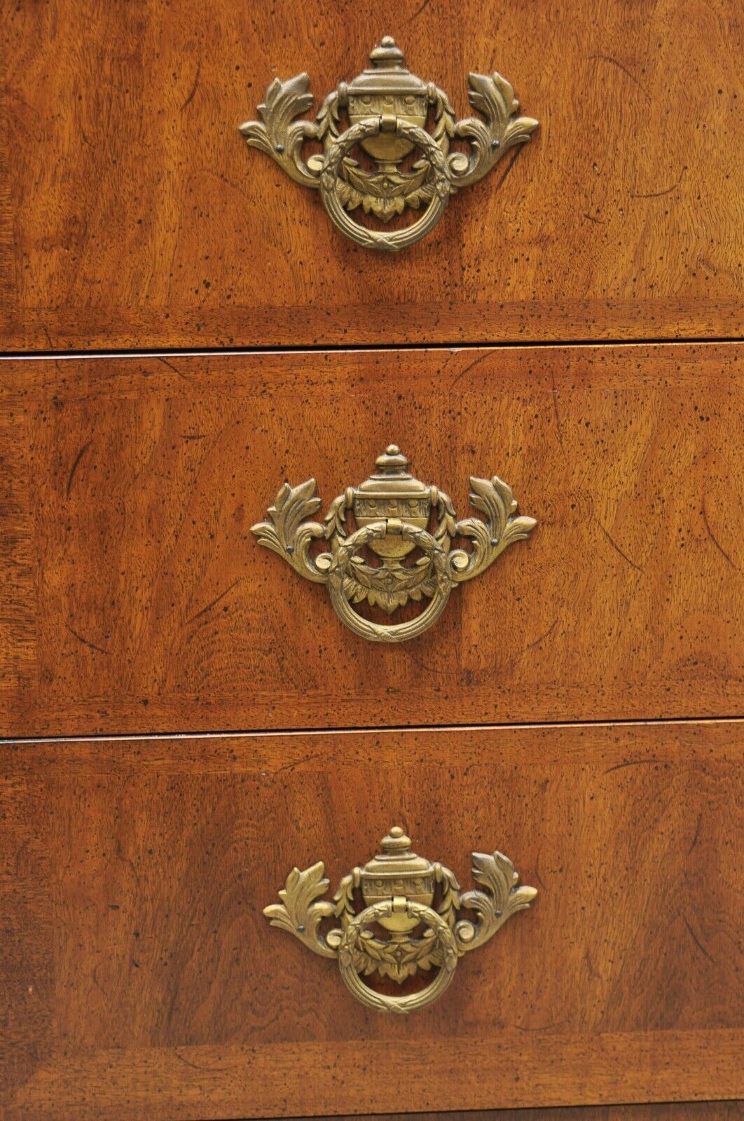 Vintage Henredon French Louis XV Style Banded Walnut Tall Chest Dresser