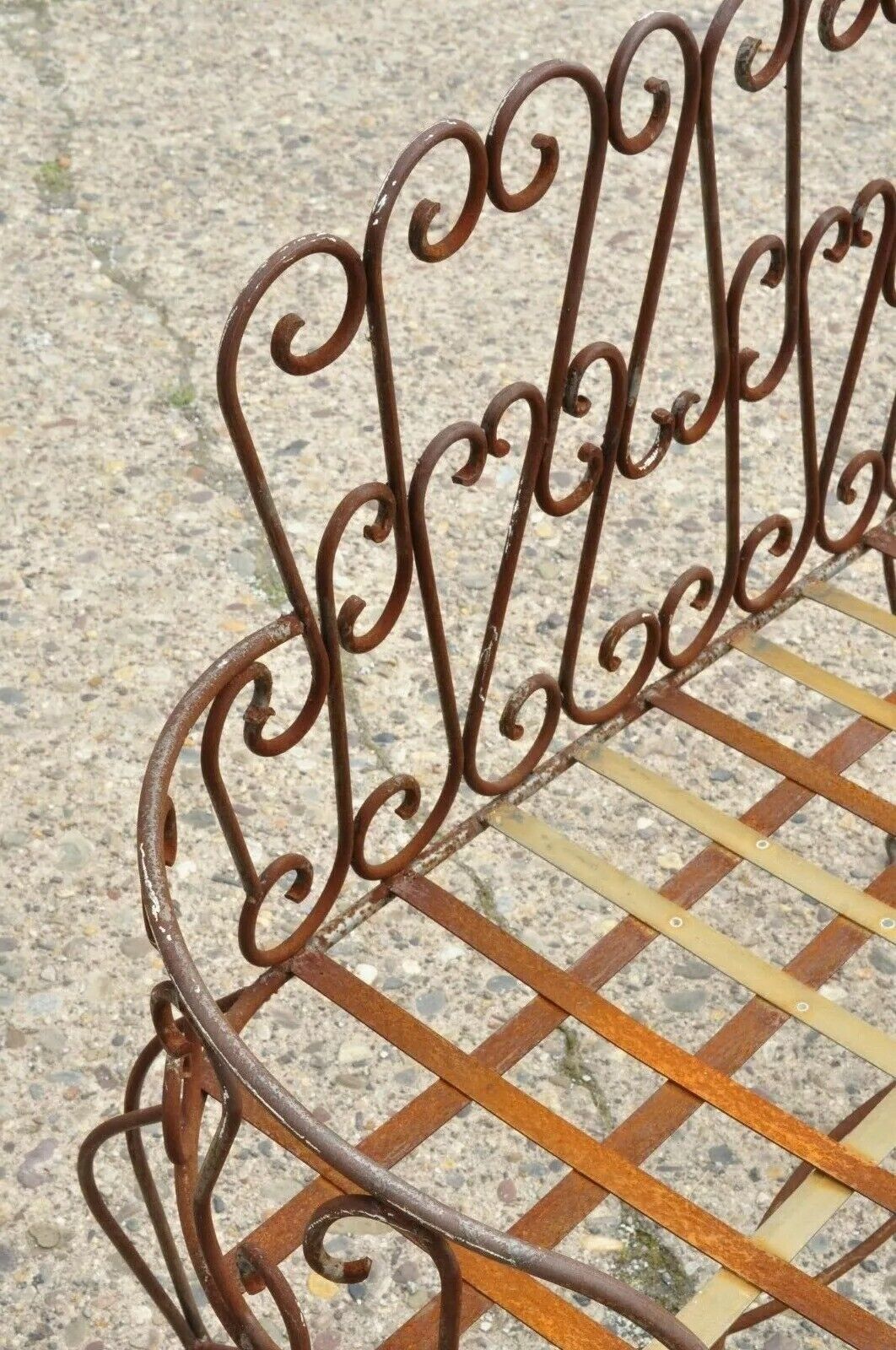 Vintage Victorian Style Fancy Scrolling Wrought Iron Garden Patio Bench Loveseat