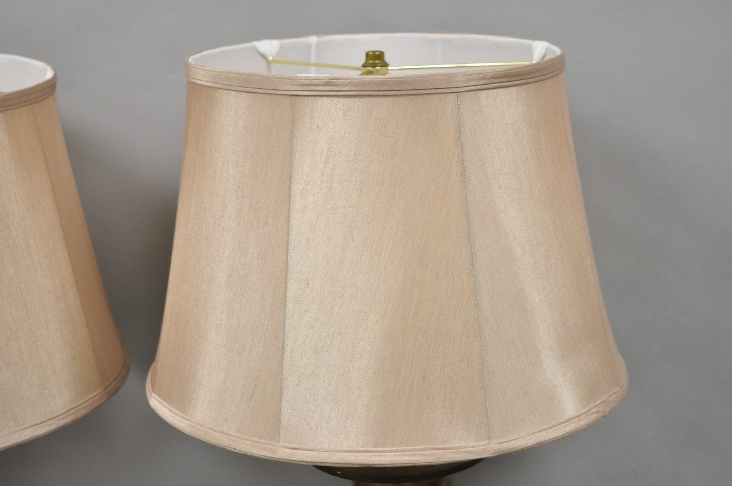 Vintage Hollywood Regency Patinated Brass Jardiniere Urn Table Lamps - a Pair