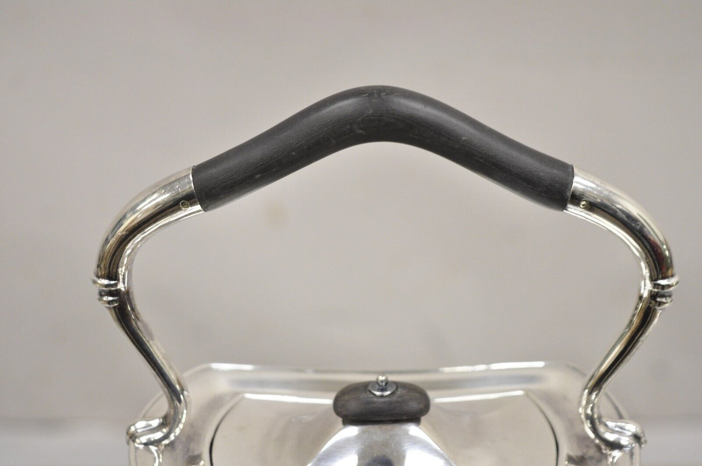 Antique HB&H English Edwardian Silver Plated Tilting Tea Kettle Pot On Base