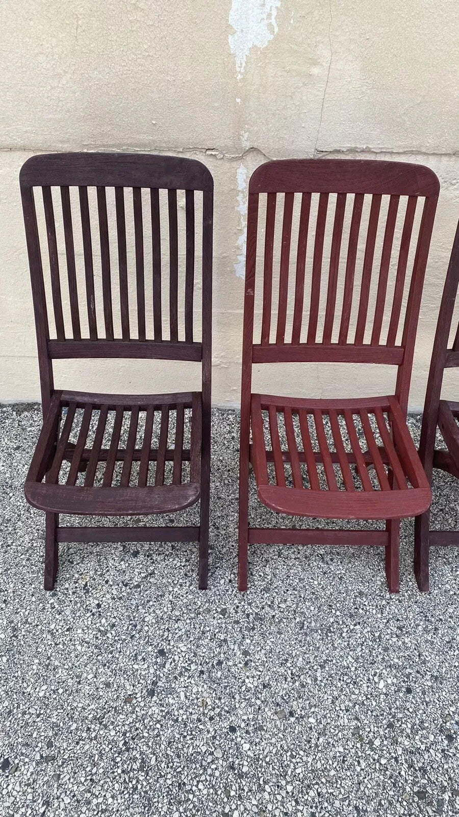 Slatted Teak Wood Garden Patio Folding Chairs by Outdoor Classics - Set of 4