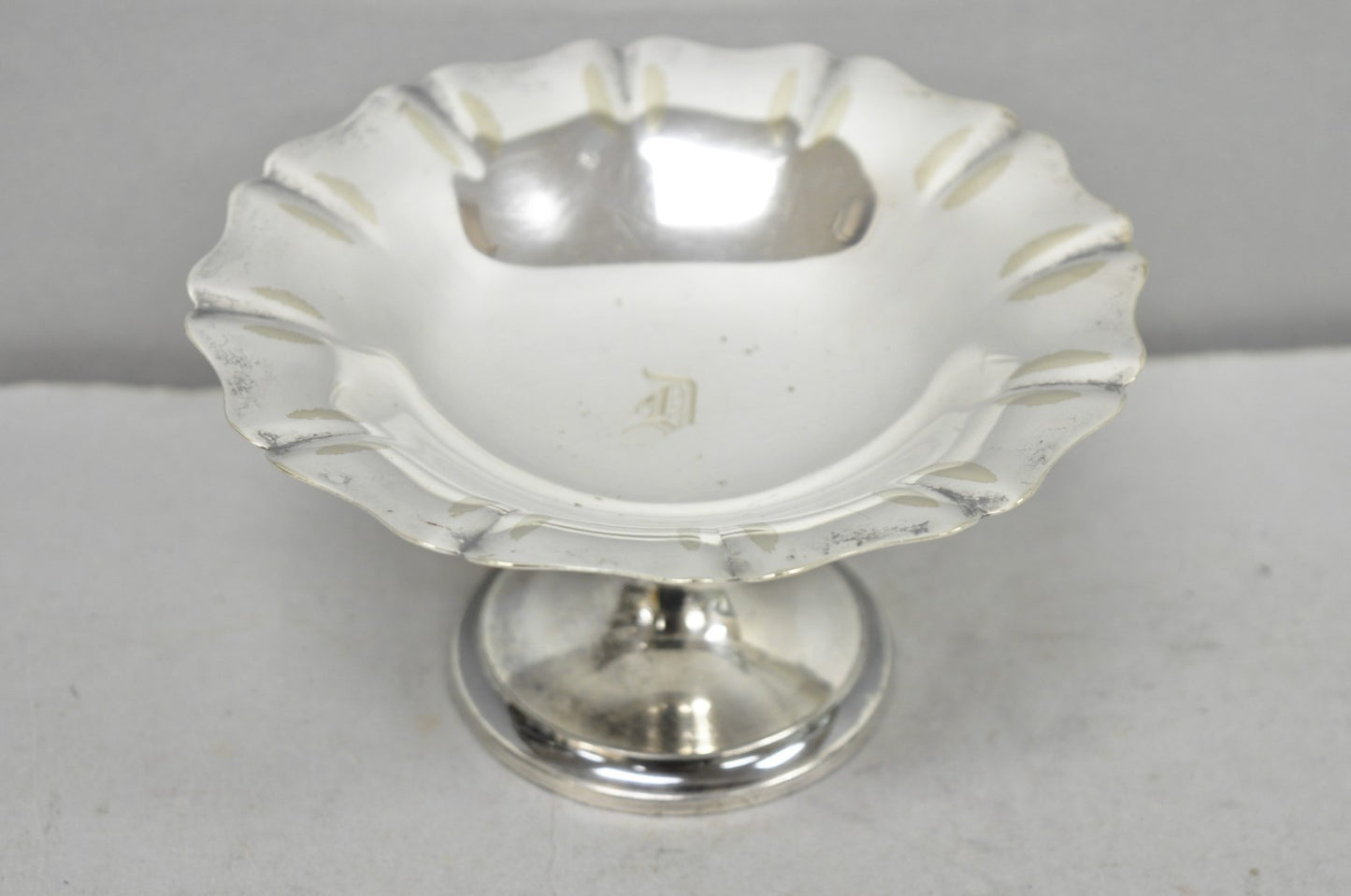Antique "D" Monogram Victorian Homan Plate Shannon Silver Plated Compote Dish