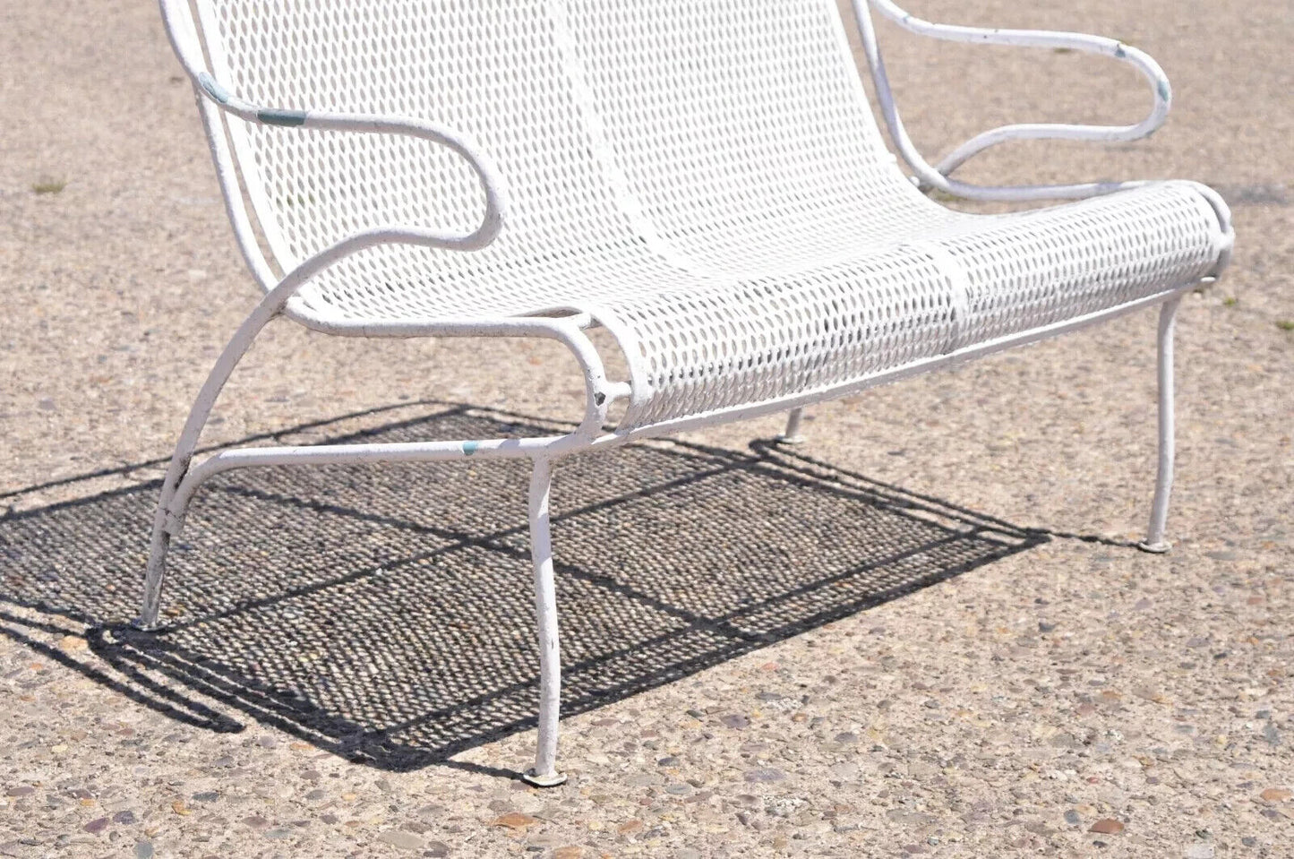 Vintage Russell Woodard Sculptura Mid Century Modern Iron Patio Settee Bench
