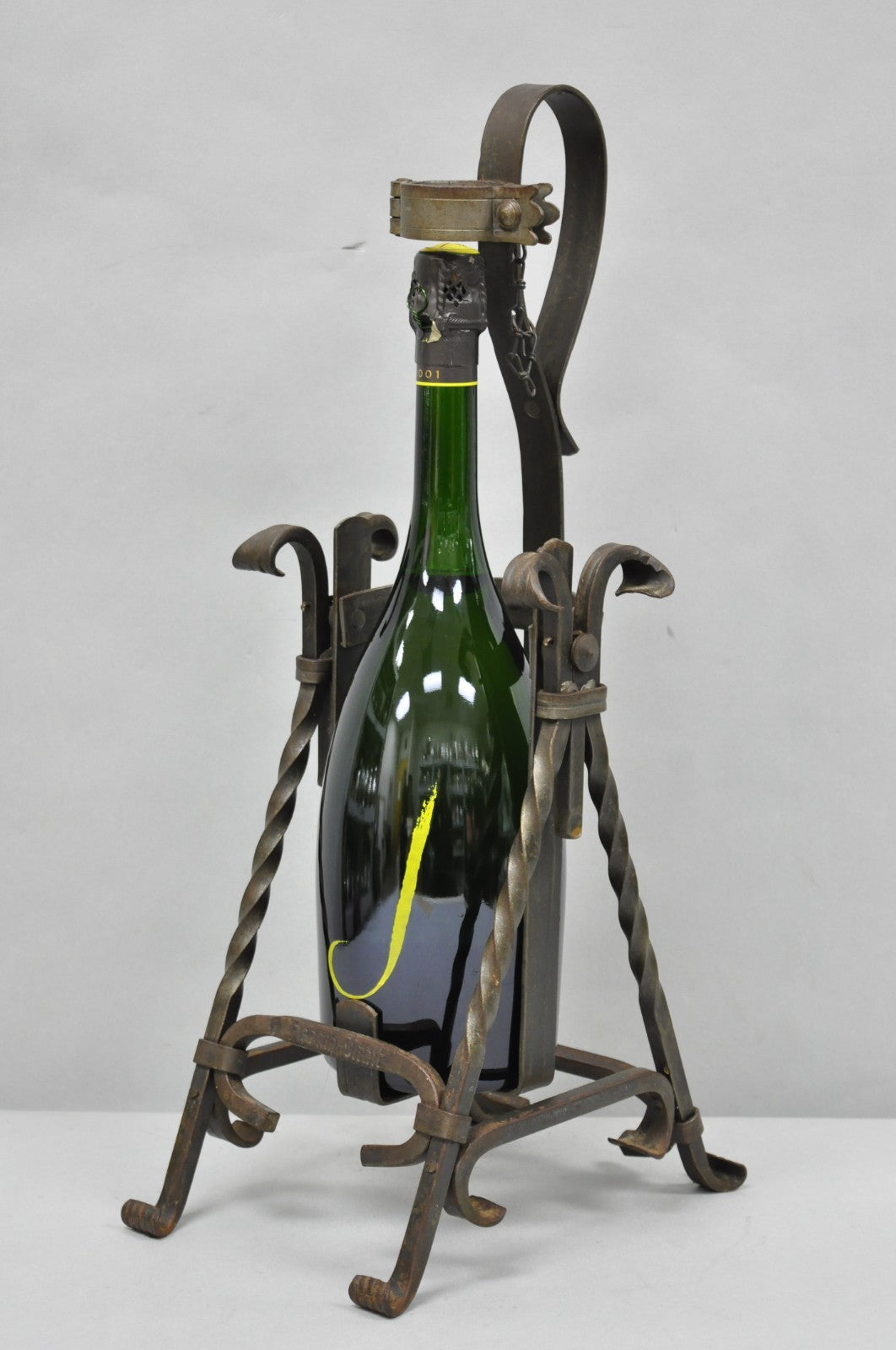 Antique German Arts & Crafts Wrought Iron Asbach Uralt 3 L Brandy Pourer Server