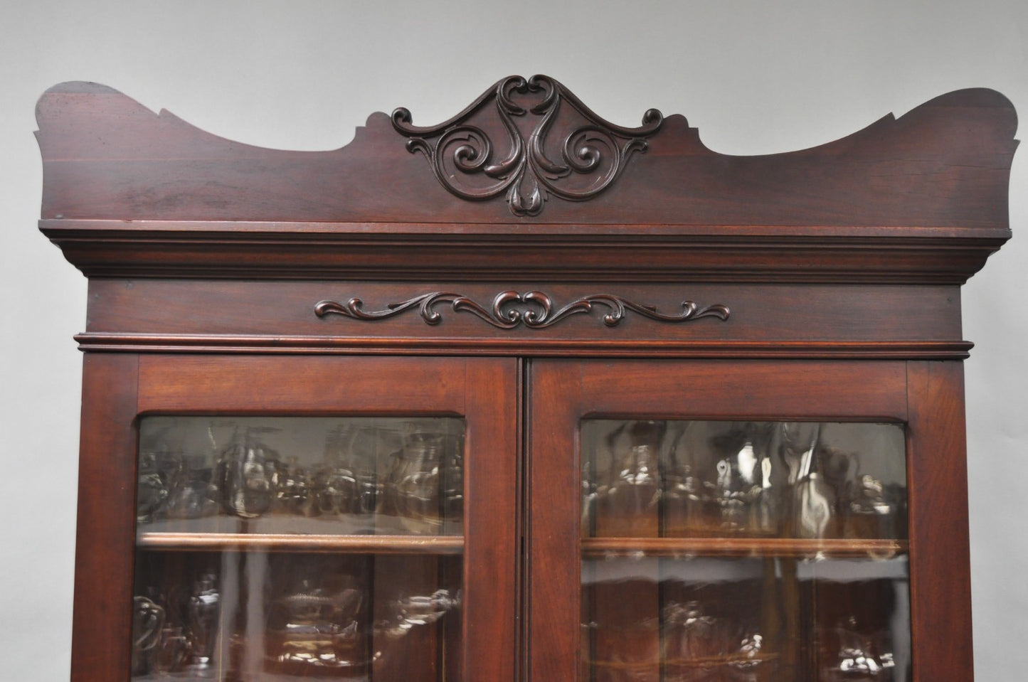 Antique Victorian Mahogany Cylinder Roll Top Bookcase Secretary Desk Cabinet