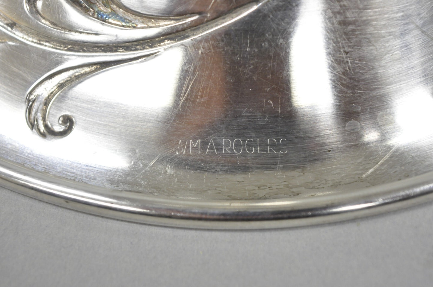 Antique Victorian Floral Repousse WMA Rogers Silver Plated Footed Compote Dish