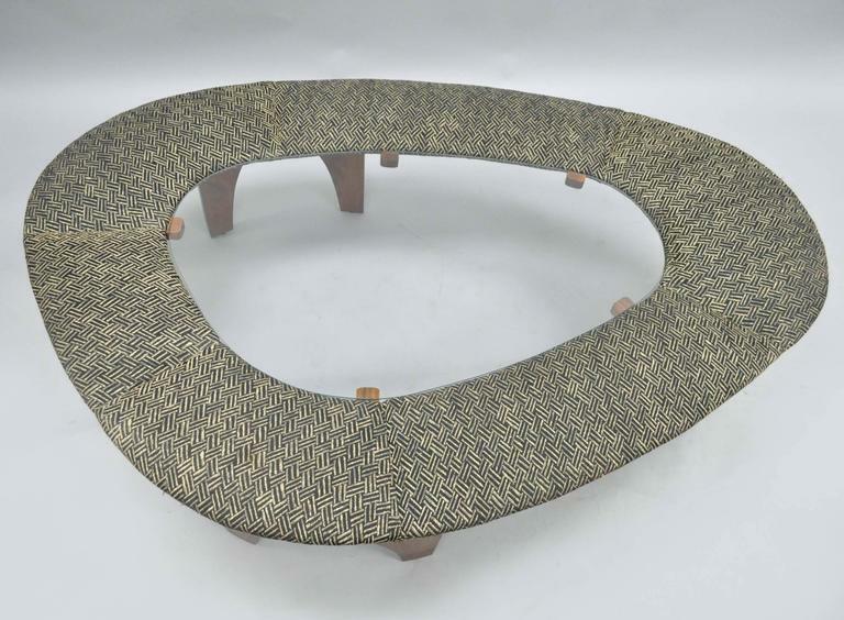 Henry P Glass Intimate Island Suite Walnut Upholstered Mid Century Coffee Table