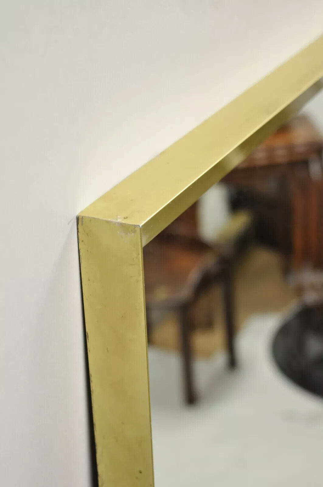 Vintage Friedman Brothers Brass Frame Modernist 38" Square Modern Wall Mirror