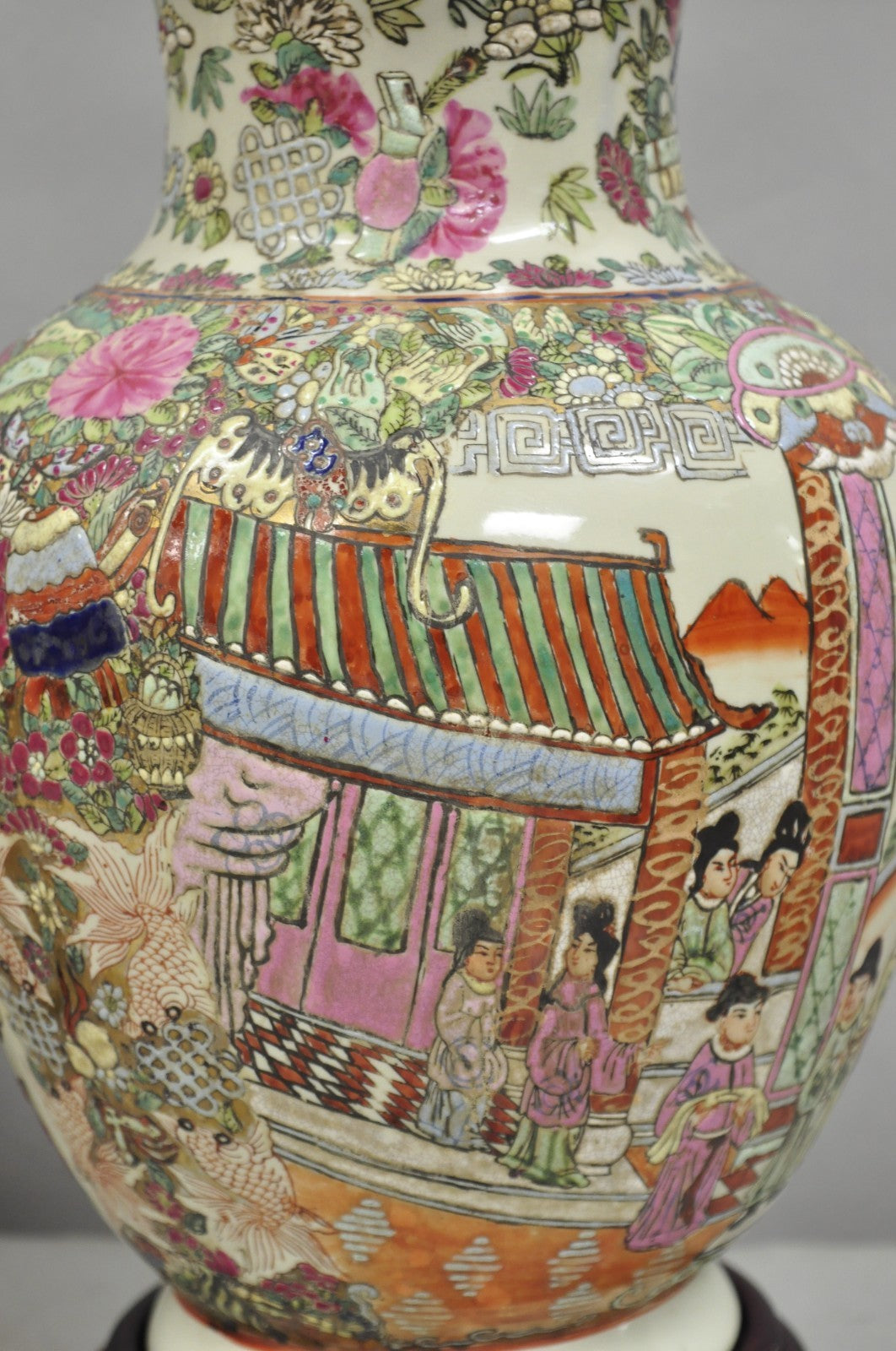Vintage Oriental Porcelain Chinese Ginger Jar Chinoiserie Table Lamps - a Pair
