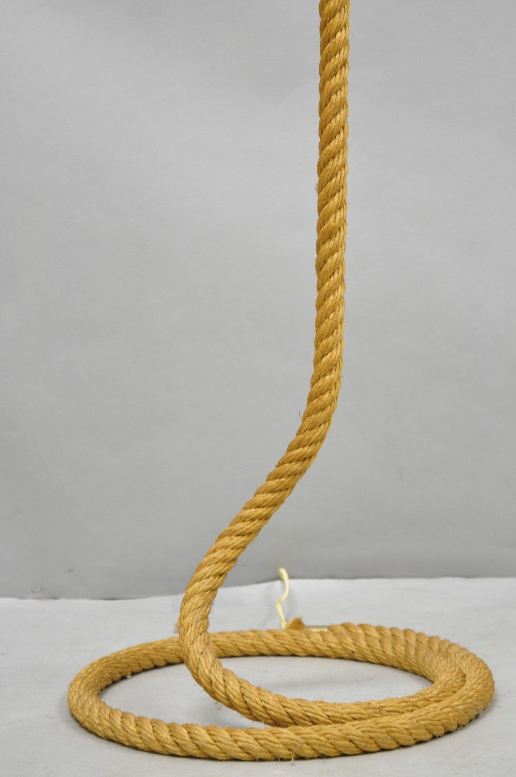 Vintage French Mid Century Modern Audoux Minet Style Coil Lasso Rope Floor Lamp