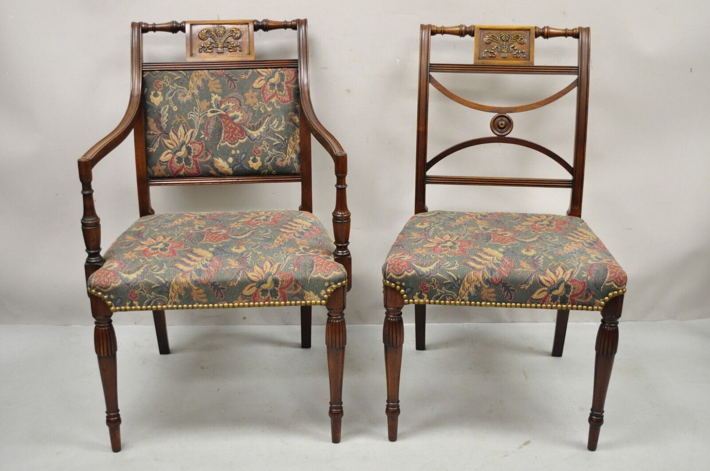 Vintage Mahogany English Sheraton Style Dining Chairs Prince of Wales - Set of 6