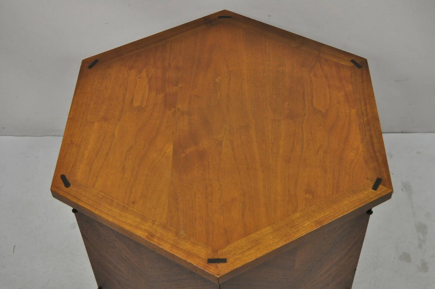 Lane Altavista Mid Century Modern Walnut 2 Door Side Drum Cabinet End Table