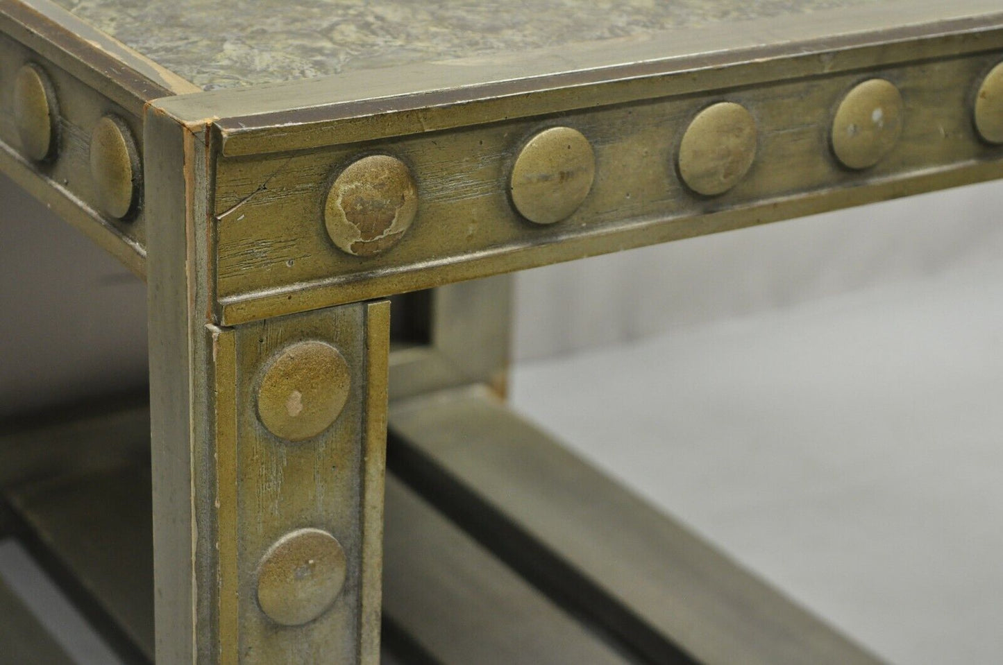 Mid Century Modern James Mont Style Silver Occasional Side End Table