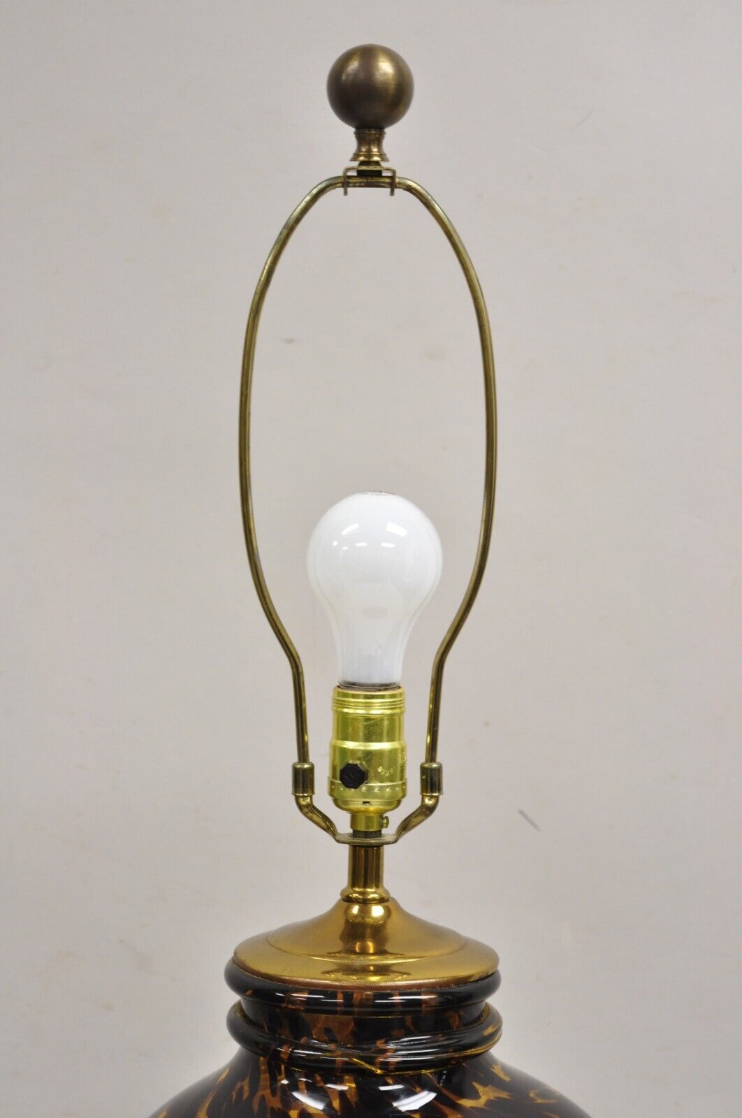 Vintage Chinoiserie Hollywood Regency Tortoise Shell Blown Glass Table Lamp