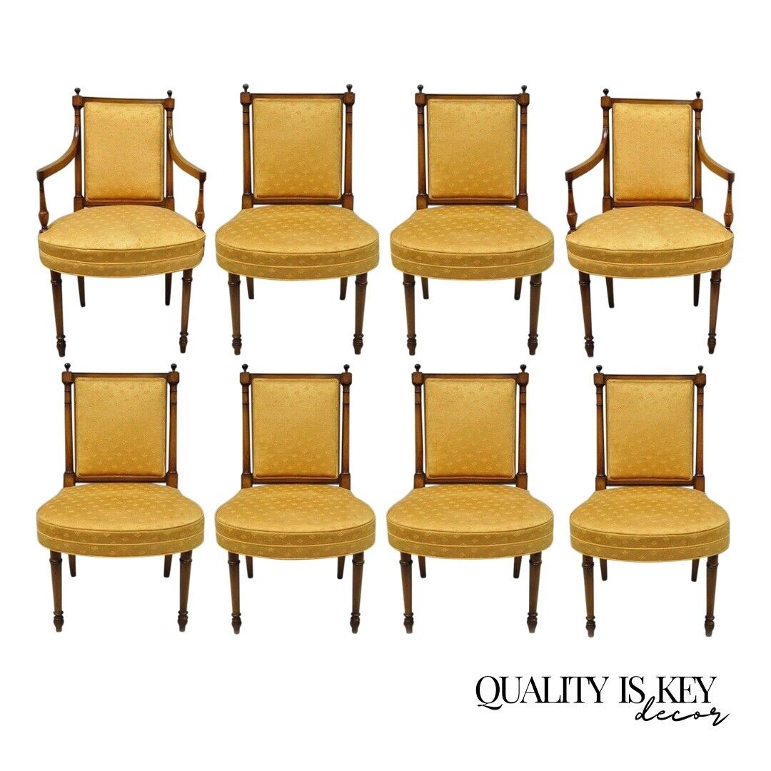 Maslow Freen French Empire Style Mahogany Upholstered Dining Chairs - Set of 8