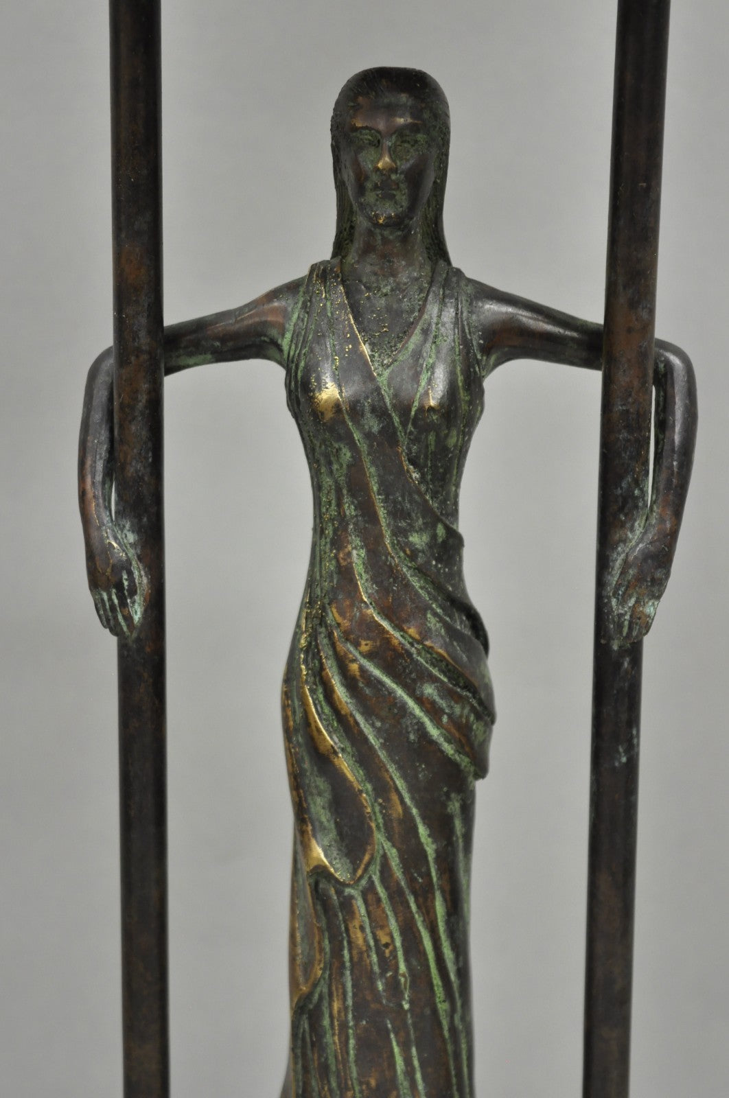 Vintage Maitland Smith Art Deco Art Nouveau Bronze Lady Figural Table Lamp